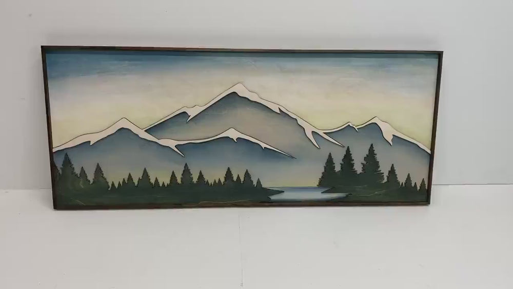 3D Mountain Landscape Wood Wall Art | Laser Cut Handmade Nature Art | Hand Painted Home Decor for the Adventurer