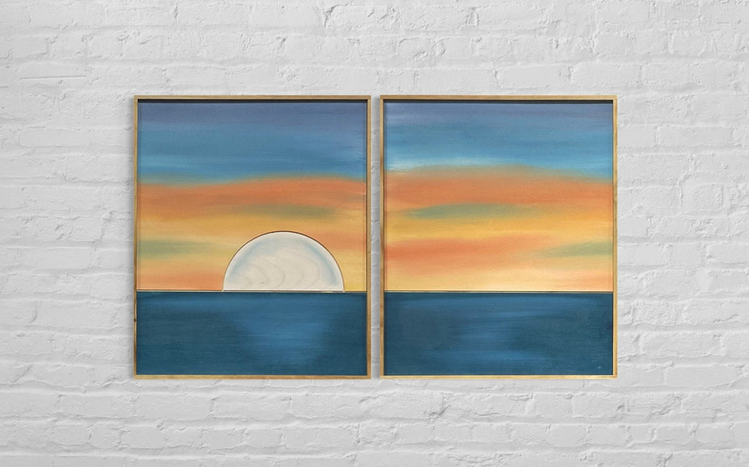 2-Piece Boho Ocean Sunset Wood Wall Art Set - Vintage Adventures, LLC