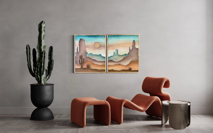 2-Piece Southwestern Desert Landscape Wood Wall Art - Vintage Adventures, LLC