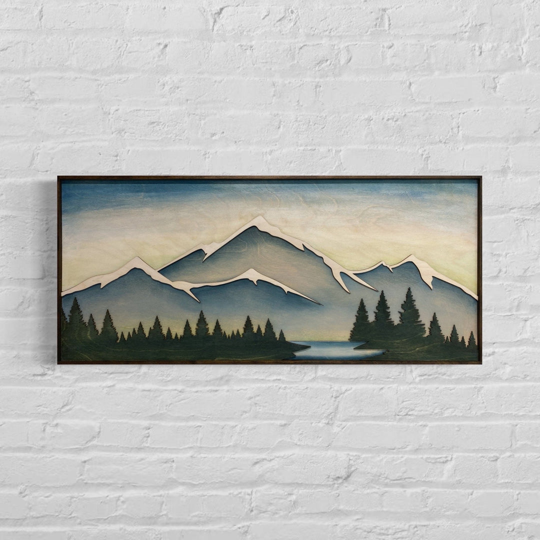 3D Mountain Landscape Wood Wall Art | Laser Cut Handmade Nature Art | Hand Painted Home Decor for the Adventurer - Vintage Adventures