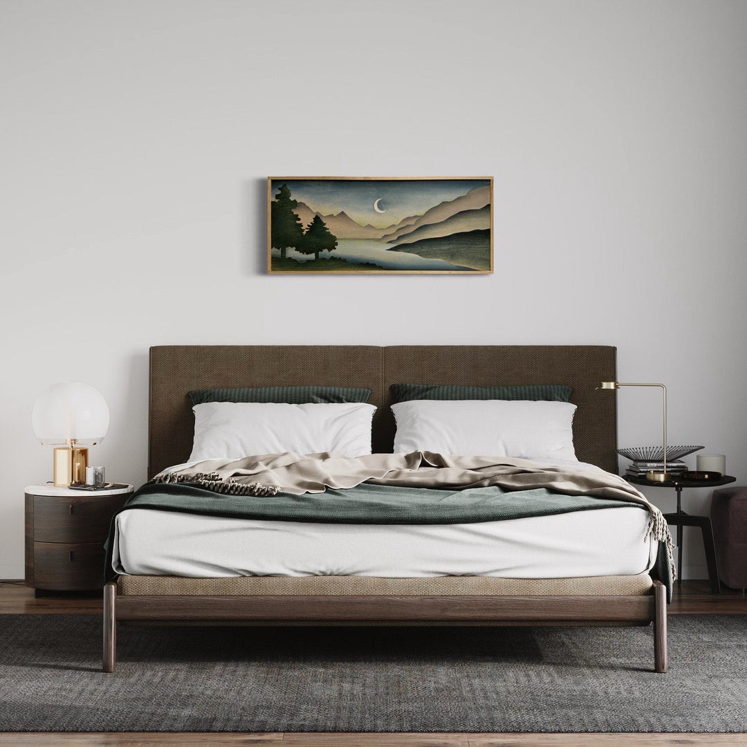 Boho Night Sky Mountain Landscape Wood Wall Art | Laser Cut Handmade Nature Wooden Wall Hanging | Hand Painted Watercolor Home Decor - Vintage Adventures