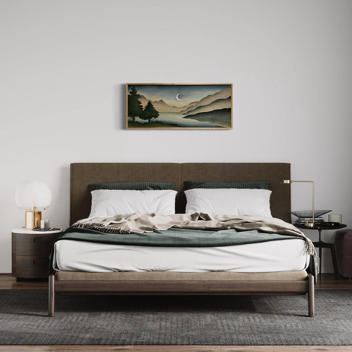 Boho Night Sky Mountain Landscape Wood Wall Art | Laser Cut Handmade Nature Wooden Wall Hanging | Hand Painted Watercolor Home Decor - Vintage Adventures