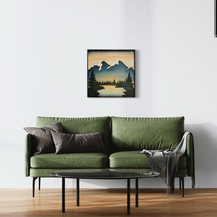 Forest Stream Wood Wall Art | Sunset Wilderness Wooden Wall Hanging | 3D Mountain Cabin Gift for Him - Vintage Adventures