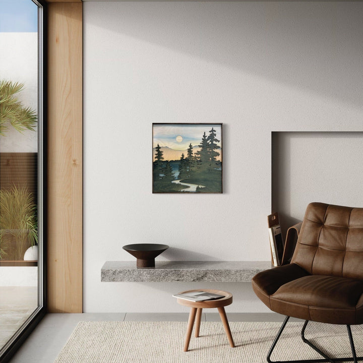 Forest Stream Wood Wall Art | Wilderness Wooden Wall Hanging | 3D Mountain Cabin Gift for Him - Vintage Adventures