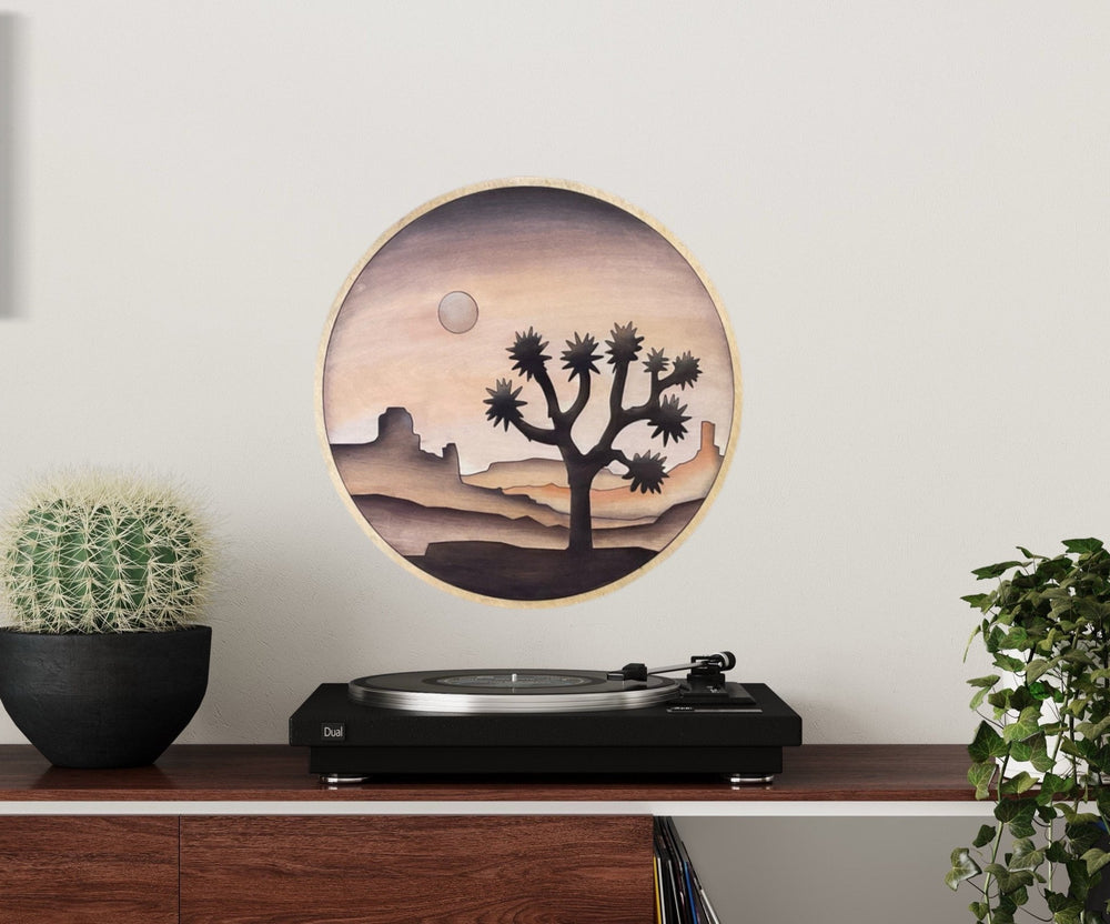 Joshua Tree Southwest Desert Landscape Round Wood Wall Art - Vintage Adventures, LLC