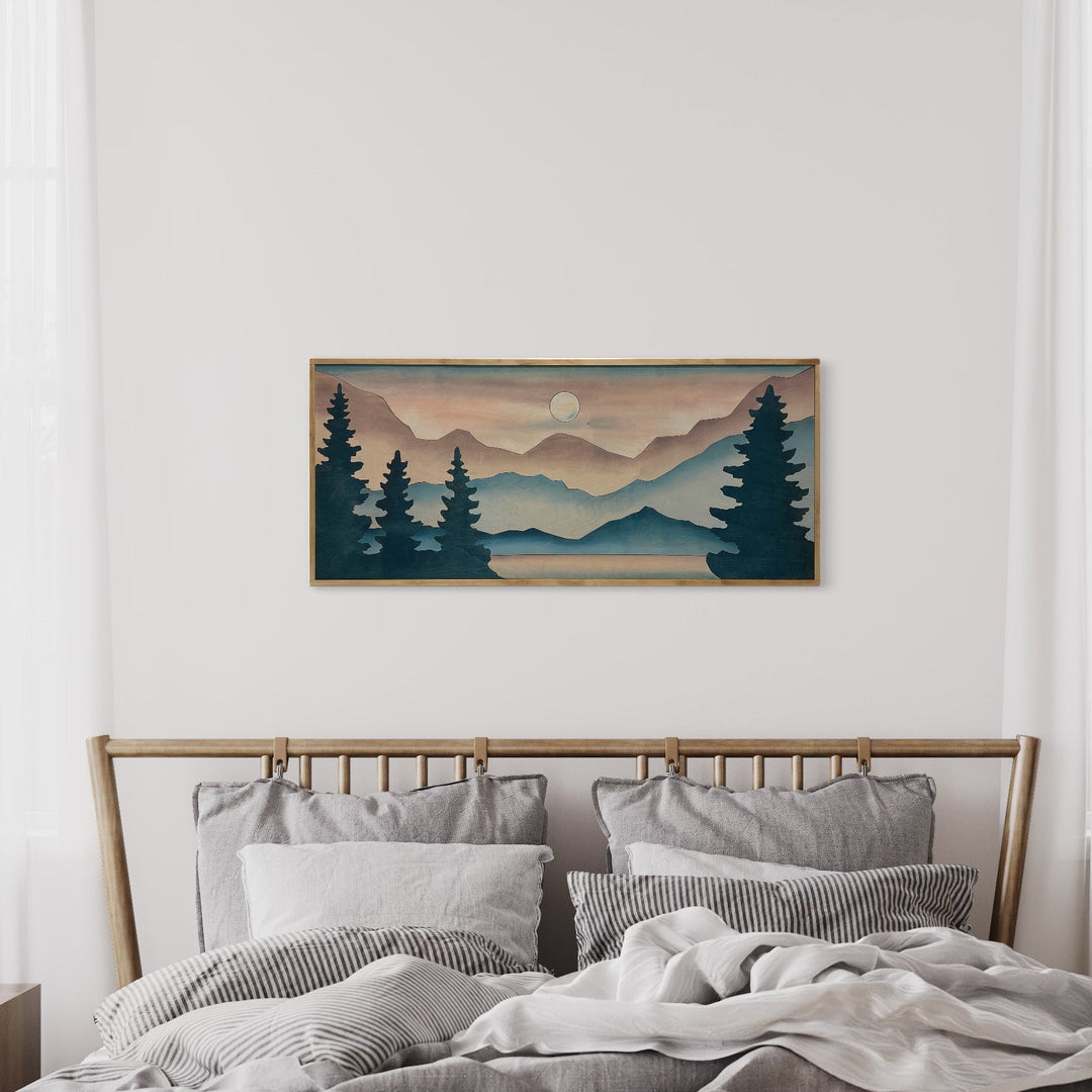 Long Mountain and Forest Landscape Wood Wall Art Piece - Vintage Adventures, LLC