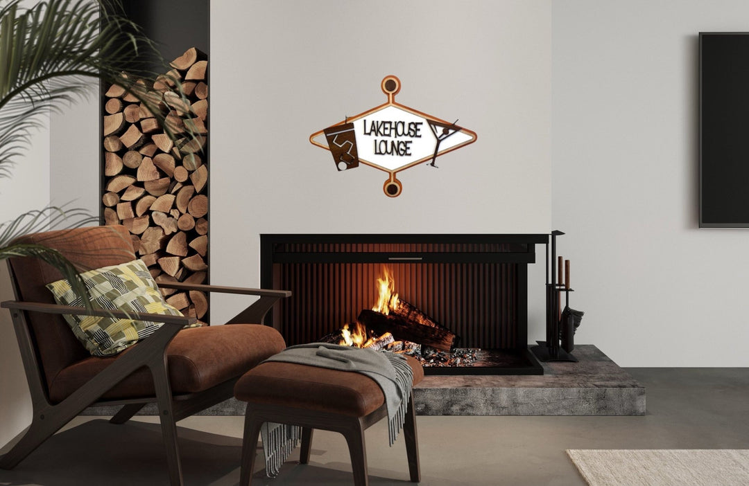 Mid Century Modern Lakehouse Lounge Bar Sign - Vintage Adventures, LLC