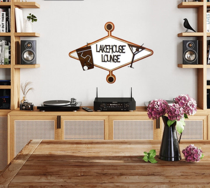 Mid Century Modern Lakehouse Lounge Bar Sign - Vintage Adventures, LLC