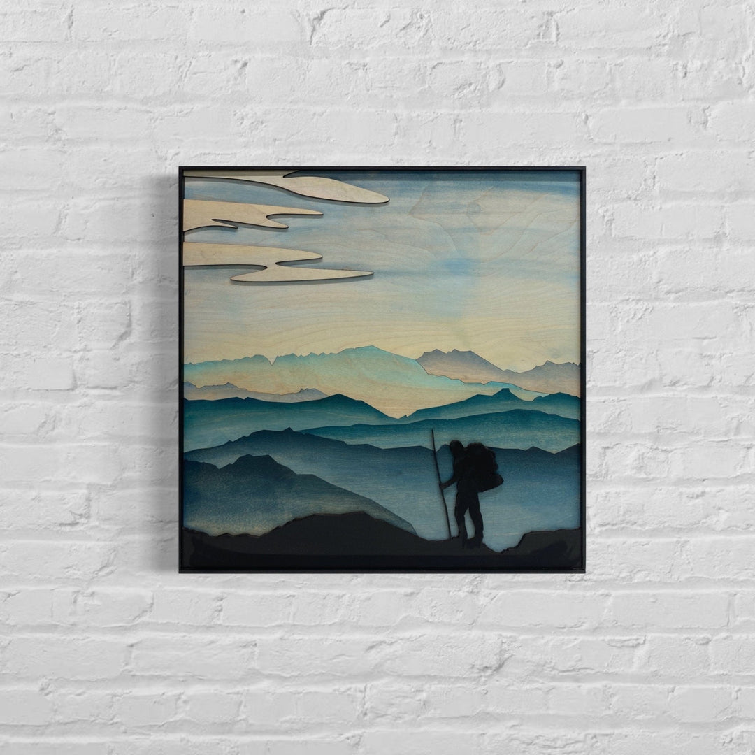 Mountain Hiker Wood Wall Art | 3D Mountain Backpacking Wall Hanging | Gift for Mountain Climber - Vintage Adventures