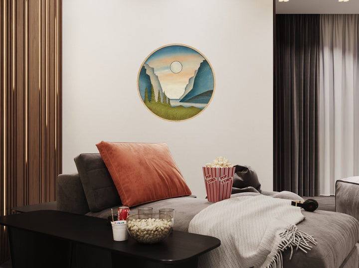 Mountain Stream and Lake Round Wood Wall Art - Vintage Adventures, LLC