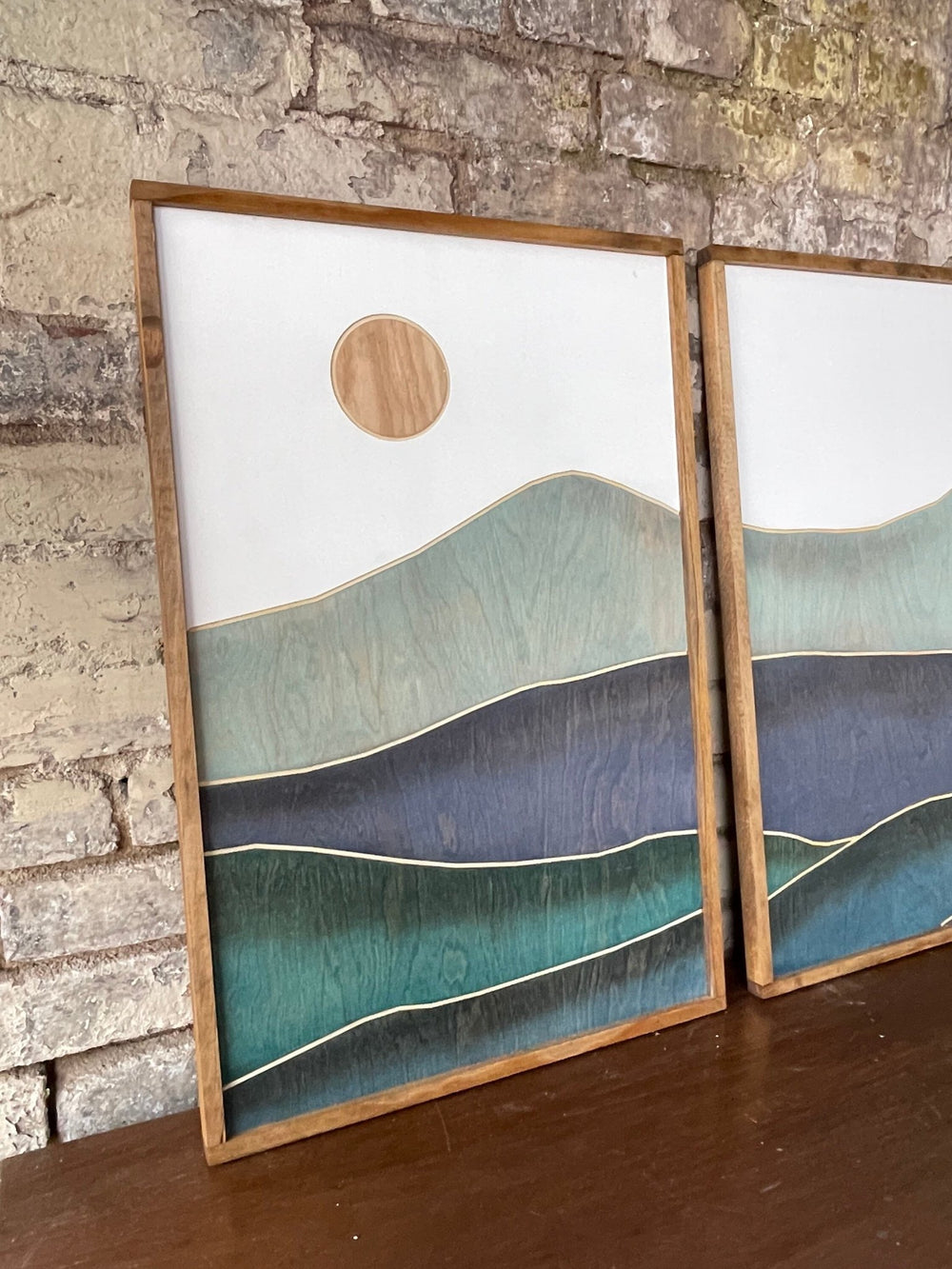 Mountain Wood Wall Art | Boho Wall Decor | Watercolor Painting | Minimalist Mountain Scene Wall Decor - Vintage Adventures