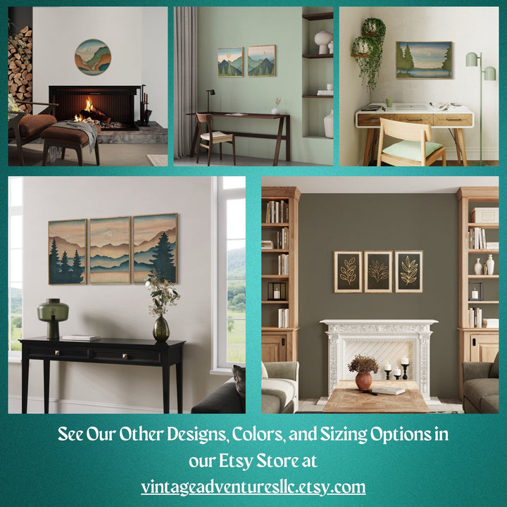 Ocean Beach Landscape Wood Wall Art Set | 3-Piece Framed Coastal Wood Wall Hanging | Boho Lake Landscape Wall Art for Home Décor - Vintage Adventures