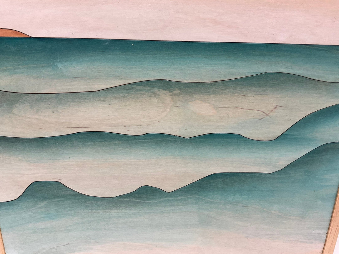 Ocean Beach Landscape Wood Wall Art Set | 3-Piece Framed Coastal Wood Wall Hanging | Boho Lake Landscape Wall Art for Home Décor - Vintage Adventures