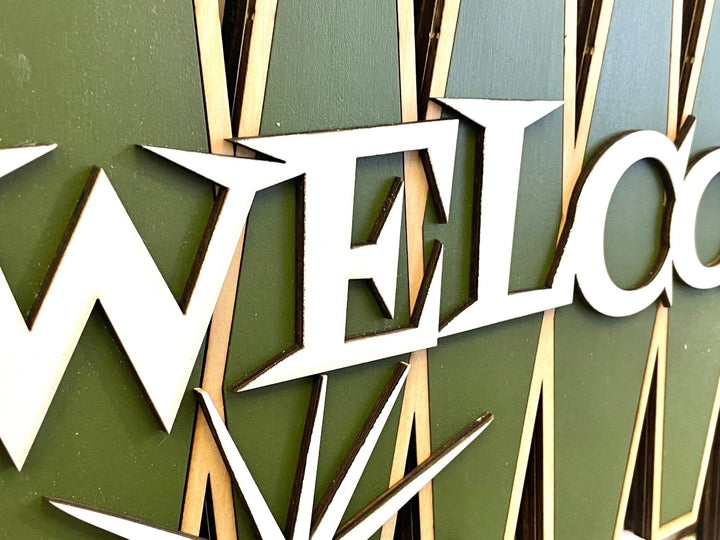 Olive Green Mid Century Modern Welcome Sign - Vintage Adventures, LLC