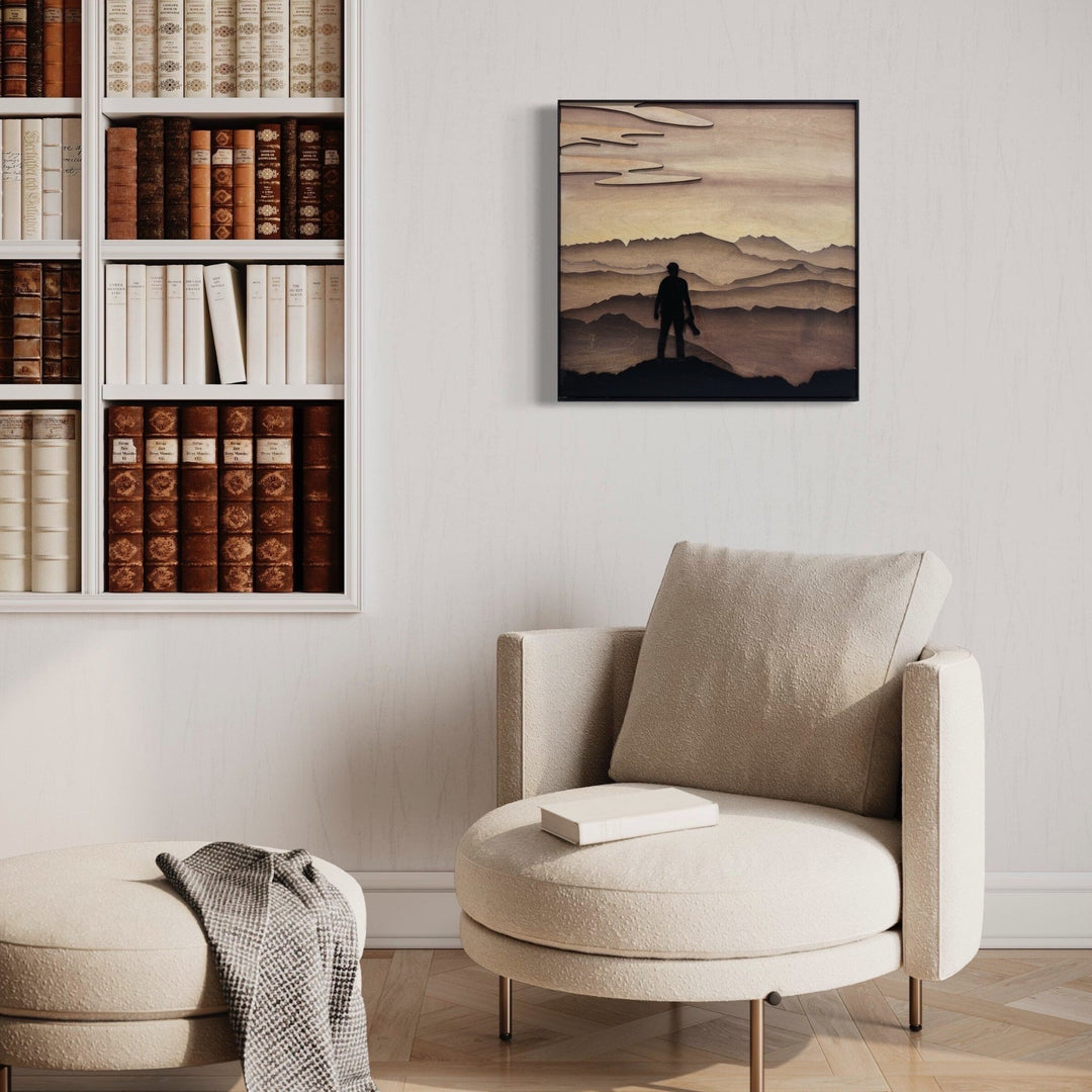 Photographer Wood Wall Art | 3D Mountain Photographer Wooden Wall Hanging | Adventurous Gift for Photographer - Vintage Adventures