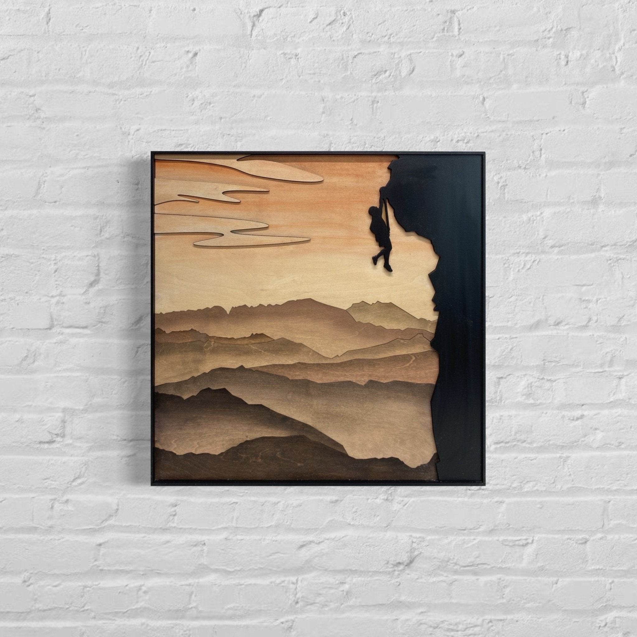 Rock climbing art print Climbing rope online gift Hiking wall art Mountain wall decal Wood carving sign Poster on wood Wooden picture