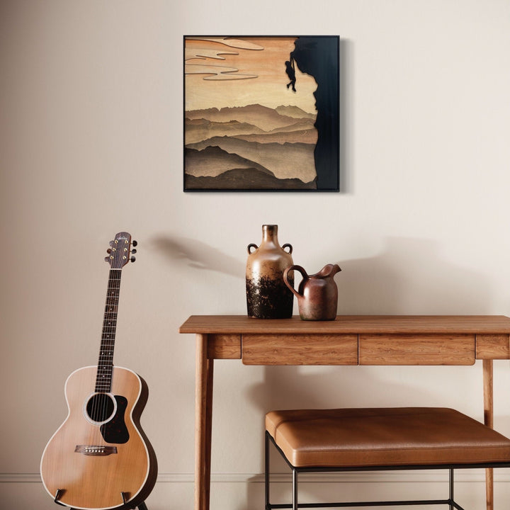 Rock Climber Wood Wall Art | 3D Mountain Climbing Wall Hanging| Adventurous Wooden Wall Decor Gift for Climber - Vintage Adventures