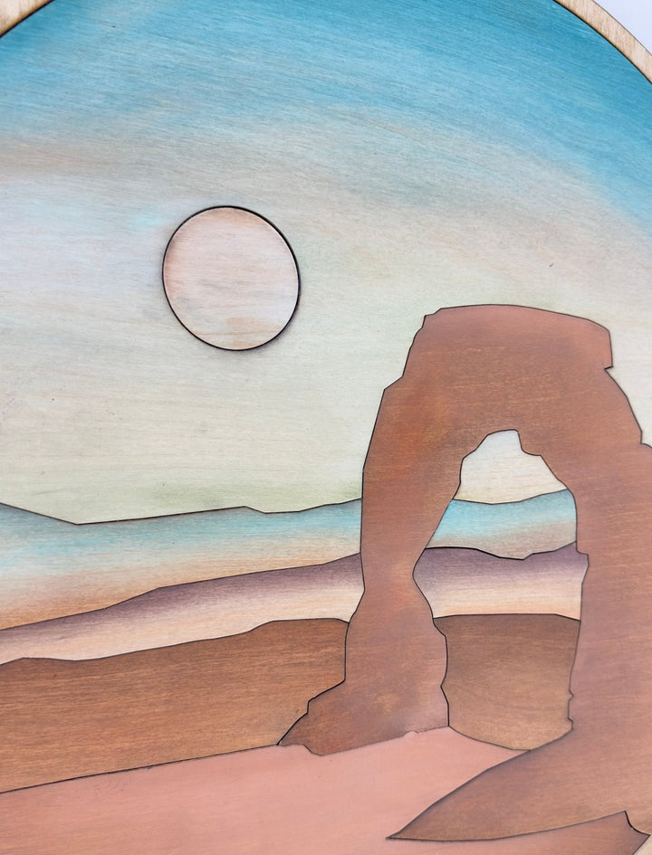 Southwest Desert Arch Round Wood Wall Art - Vintage Adventures, LLC