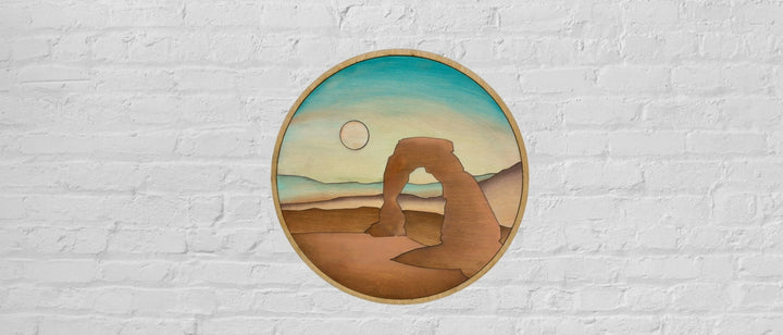 Southwest Desert Arch Round Wood Wall Art - Vintage Adventures, LLC