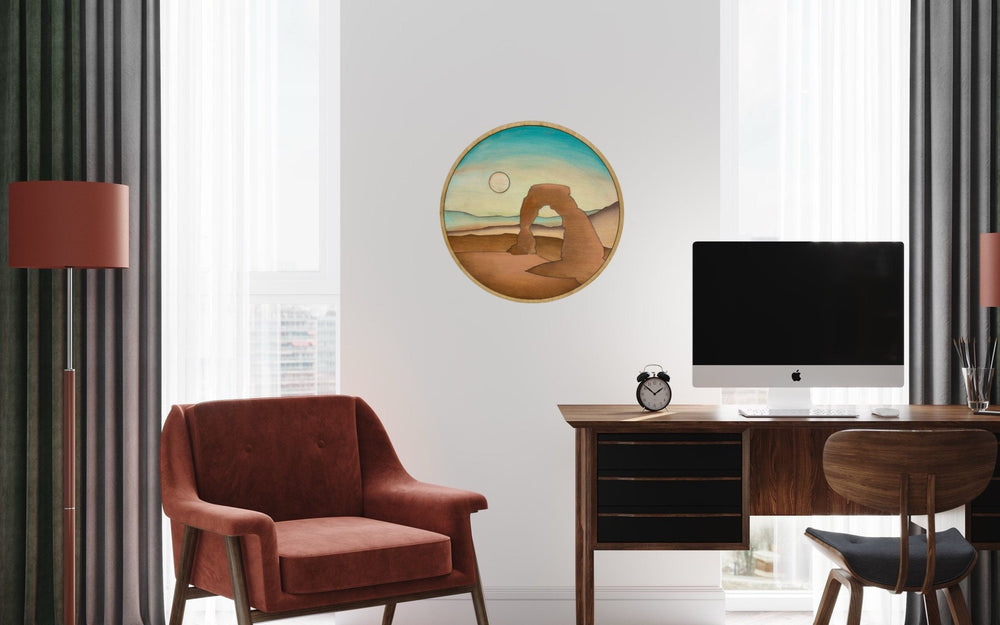 Southwest Desert Arch Round Wood Wall Art - Vintage Adventures, LLC