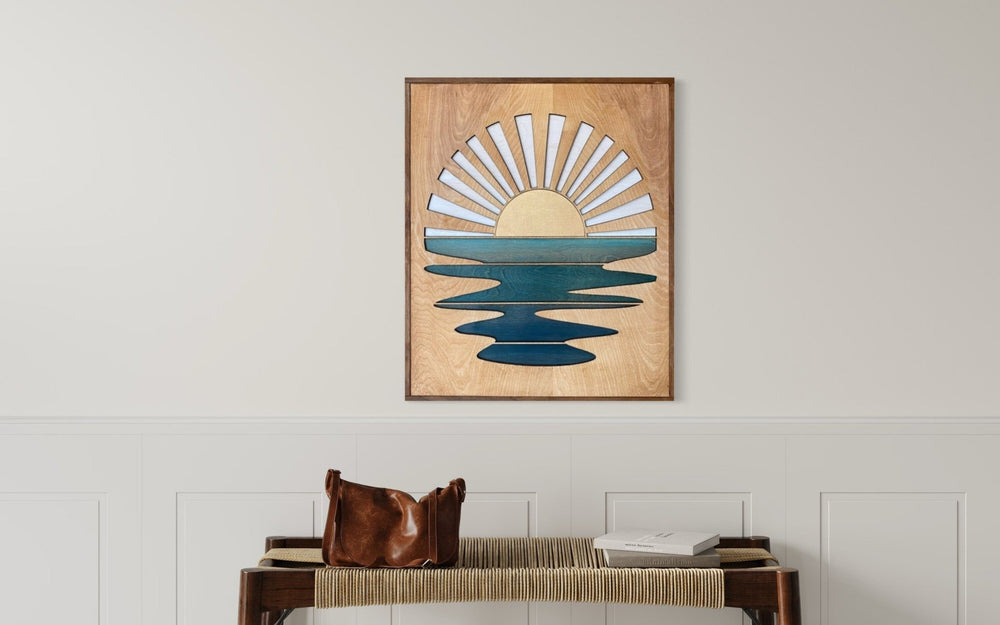 Sunshine Over Water Laser Cut Woo Wall Art Piece - Vintage Adventures, LLC