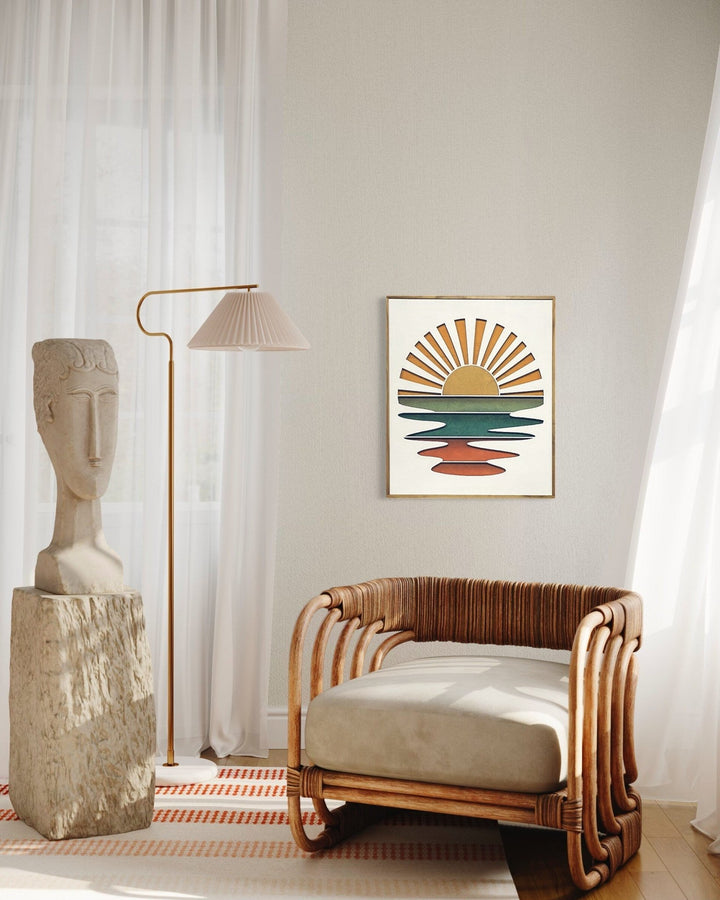 White Boho Sun-Stream Over Water Wood Wall Art - Vintage Adventures, LLC