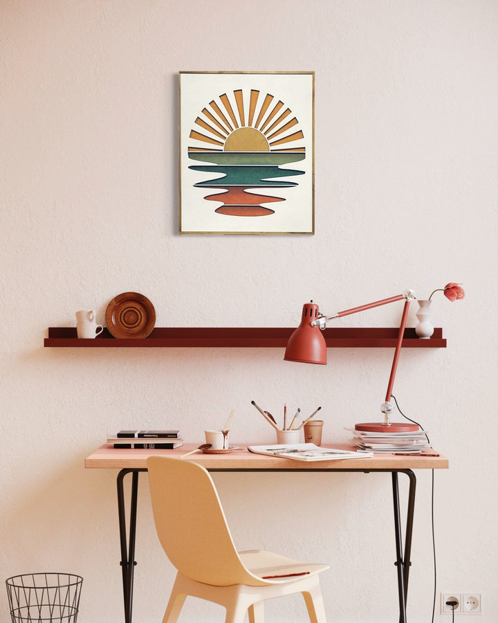 White Boho Sun-Stream Over Water Wood Wall Art - Vintage Adventures, LLC