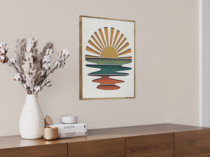 White Boho Sun-Stream Over Water Wood Wall Art - Vintage Adventures, LLC