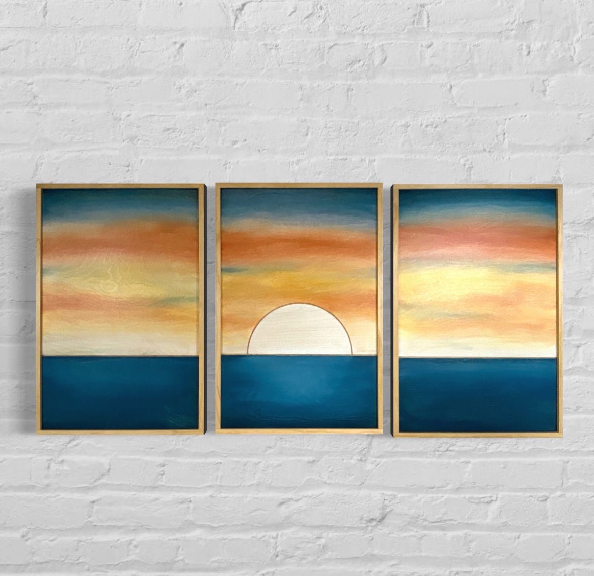 3-Piece Engraved Ocean Sunset Wood Wall Art - Vintage Adventures, LLC