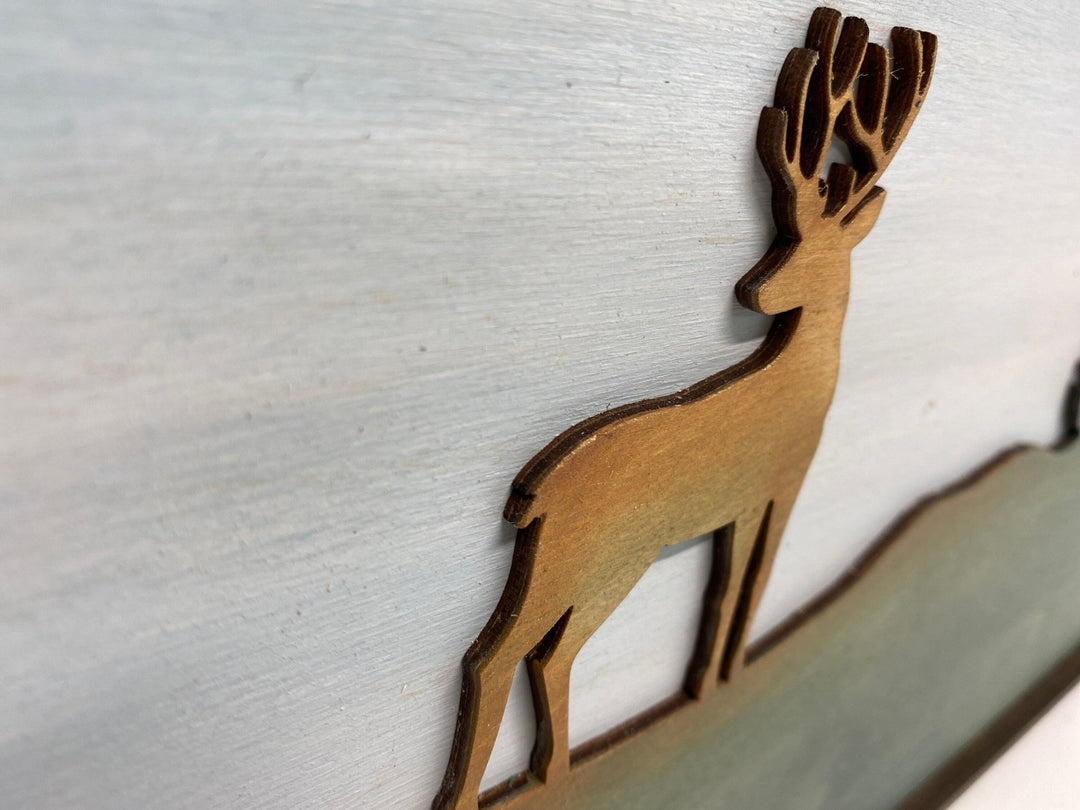 Mountain Deer Wood Wall Art 3D Wilderness Wall Hanging Perfect Gift for Outdoorsman - Vintage Adventures