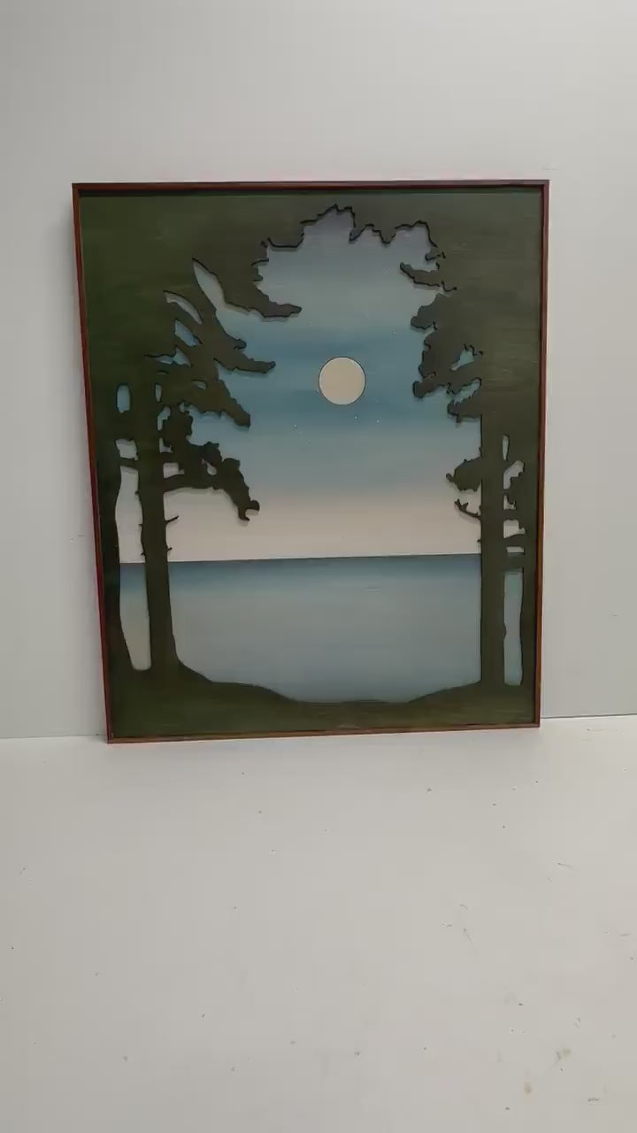 Lake Michigan Wood Wall Art | Lake House Wooden Wall Hanging | 3D Lake Cabin Wall Hanging Gift for Him