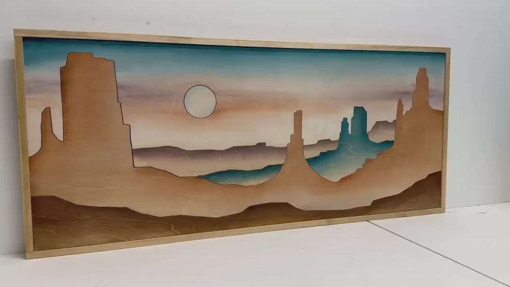 Boho Desert Sedona Landscape Wood Wall Art | Southwest Nature Wooden Wall Hanging | Hand Painted Watercolor for over the bed