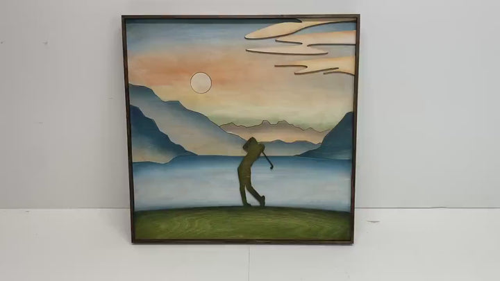 Golf Wood Wall Art | 3D Golfer Wall Hanging | Gift for Golfer