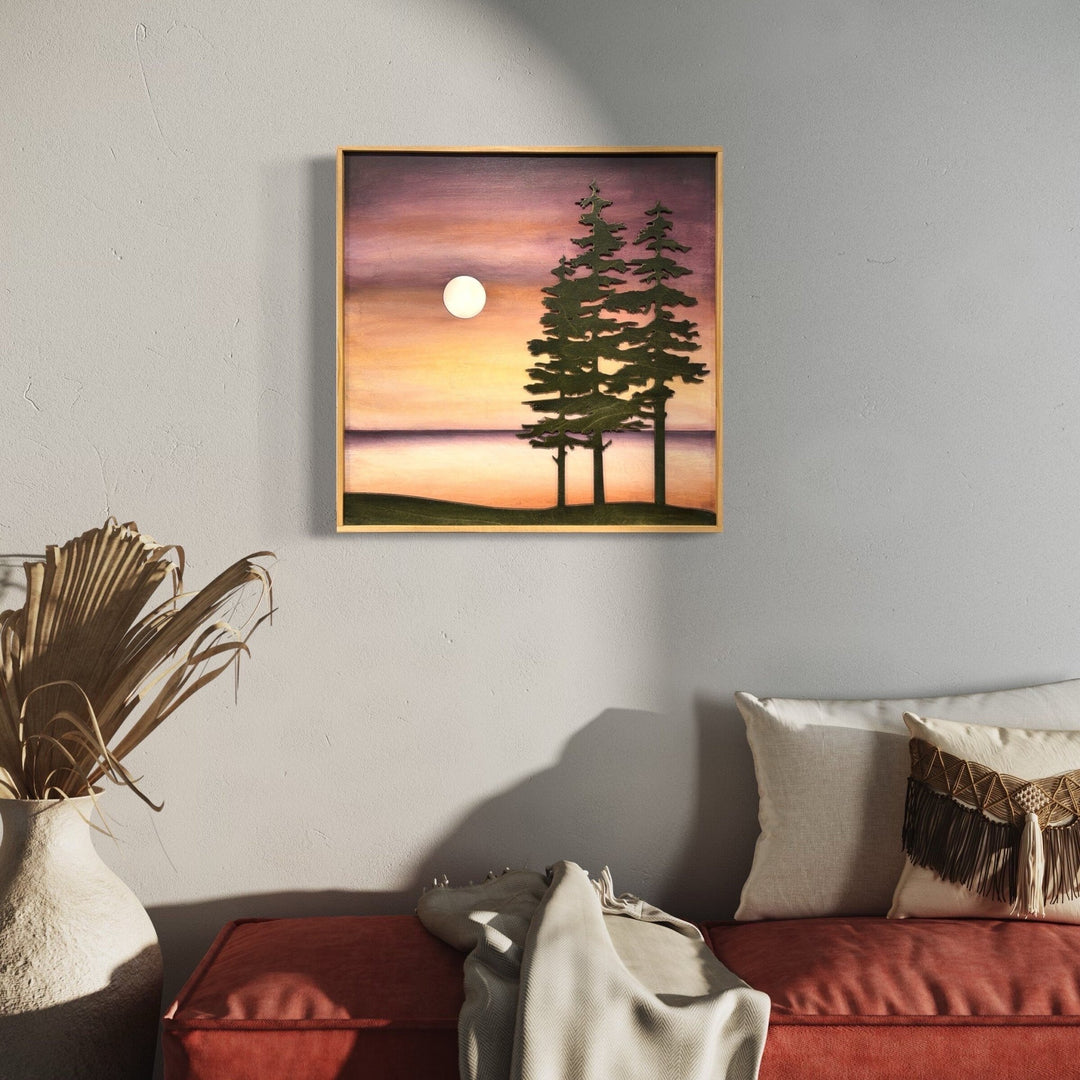 Sunset Lake Wood Wall Art | Sunset Wilderness Wooden Wall Hanging | 3D Lake House Gift for Her - Vintage Adventures