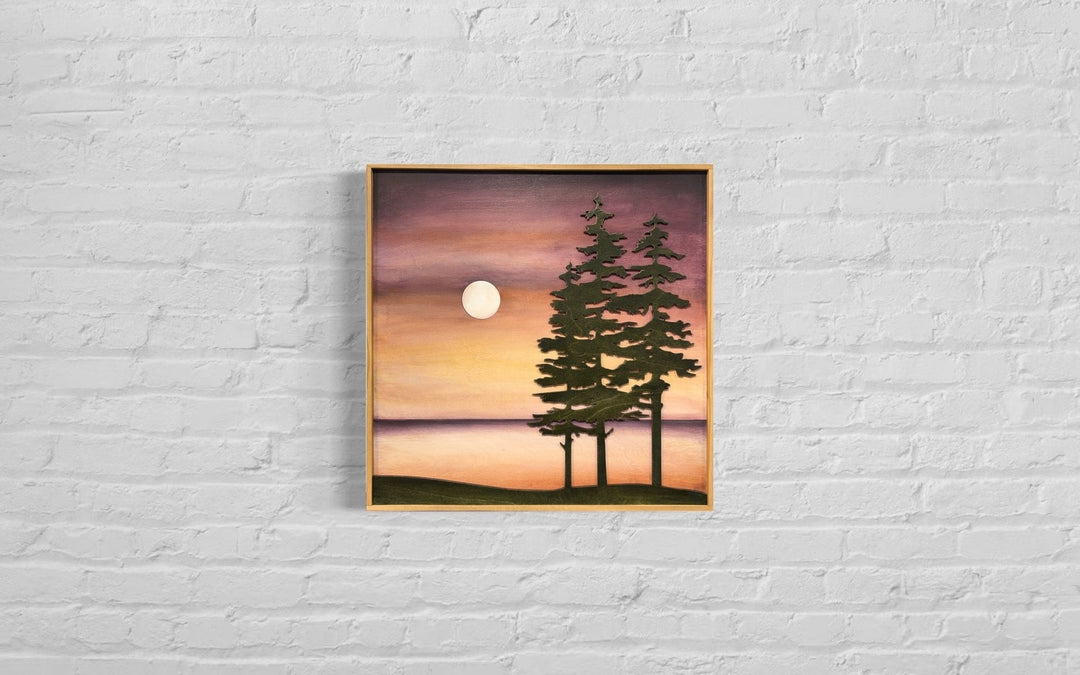 Sunset Lake Wood Wall Art | Sunset Wilderness Wooden Wall Hanging | 3D Lake House Gift for Her - Vintage Adventures