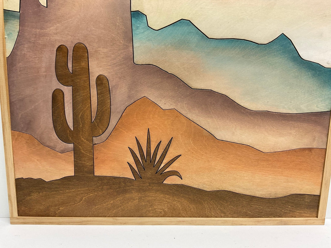 2-Piece Southwestern Desert Landscape Wood Wall Art - Vintage Adventures, LLC