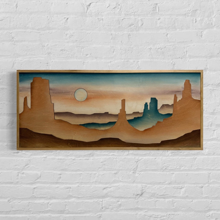 Boho Desert Sedona Landscape Wood Wall Art | Southwest Nature Wooden Wall Hanging | Hand Painted Watercolor for over the bed - Vintage Adventures