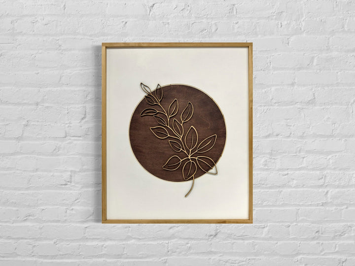 Boho Minimalist Dark Brown Leaf Wood Wall Art - Vintage Adventures, LLC