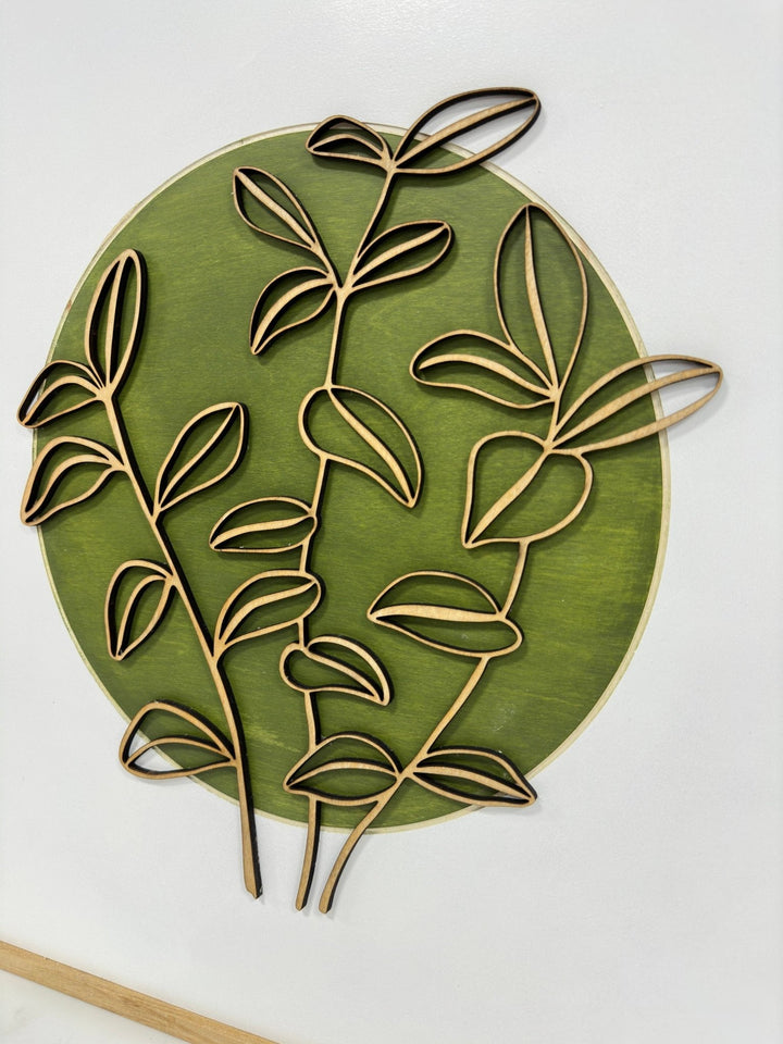 Boho Minimalist Olive Leaf Cutout Wood Wall Art - Vintage Adventures, LLC
