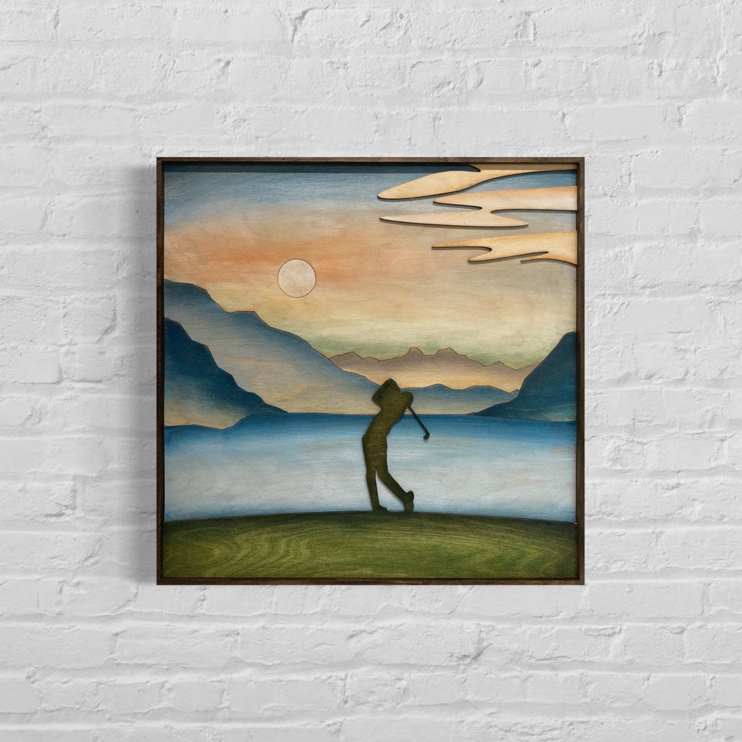 Golf Wood Wall Art | 3D Golfer Wall Hanging | Gift for Golfer - Vintage Adventures