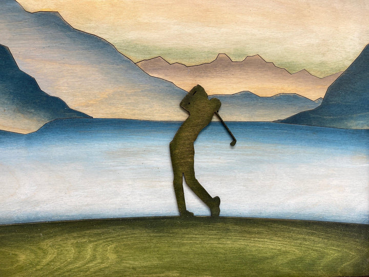 Golf Wood Wall Art | 3D Golfer Wall Hanging | Gift for Golfer - Vintage Adventures