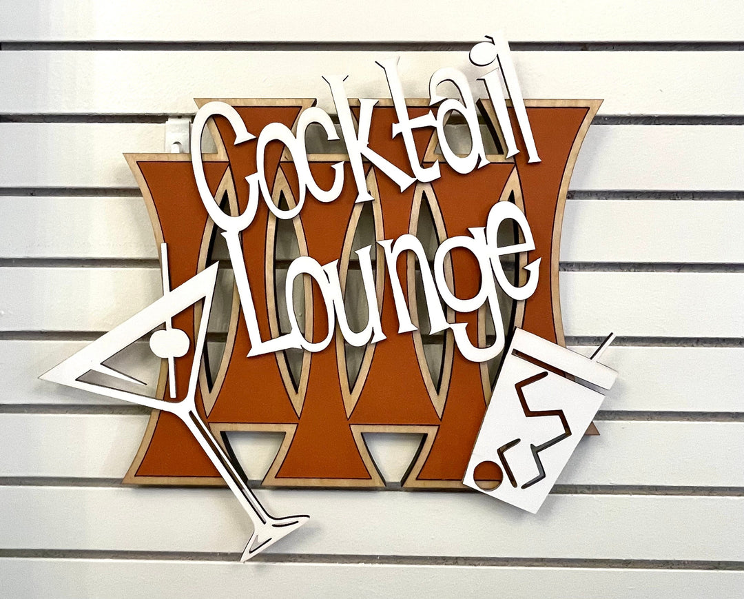 Mid Century Modern Cocktail Hour | 3D Atomic Laser Cut Wall Art | Bar Sign Wall Hanging