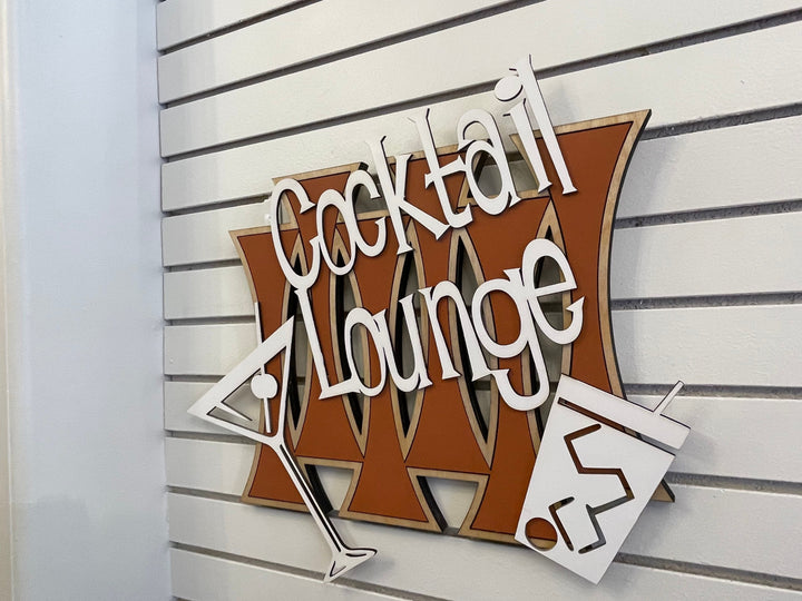 Mid Century Modern Cocktail Hour | 3D Atomic Laser Cut Wall Art | Bar Sign Wall Hanging
