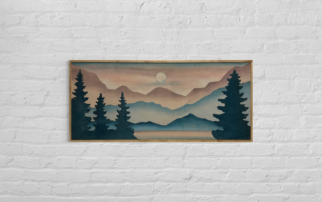 Long Mountain and Forest Landscape Wood Wall Art Piece - Vintage Adventures, LLC