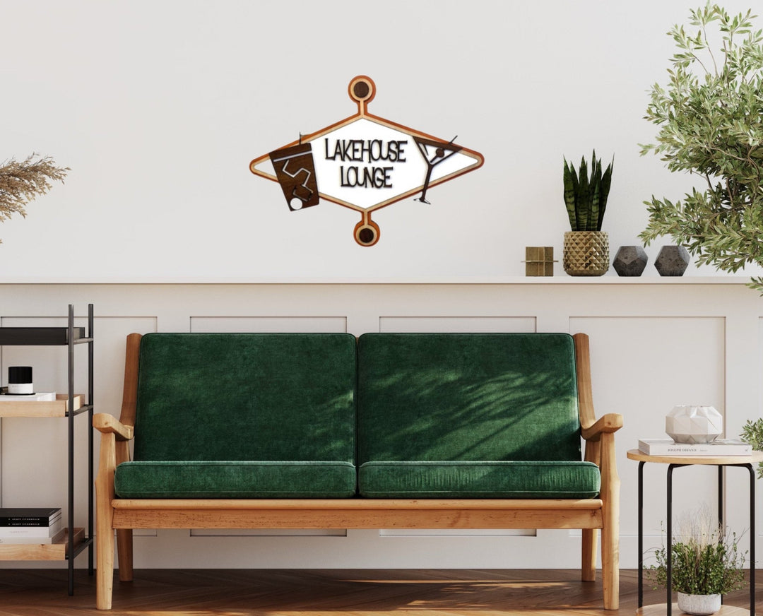 Mid Century Modern Lakehouse Lounge Bar Sign - Vintage Adventures, LLC