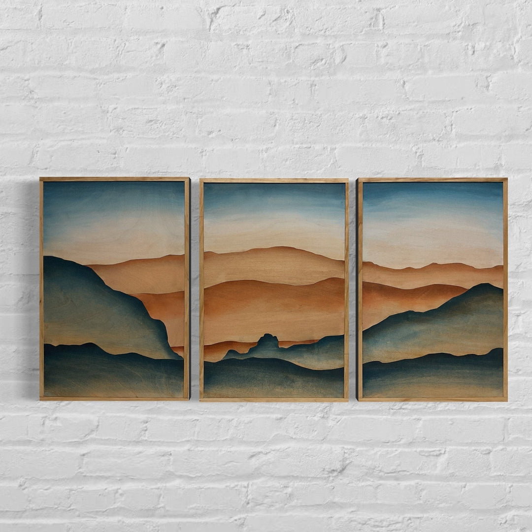 3-Piece Pikes Peak Mountain Wood Wall Gallery Art Set – Vintage