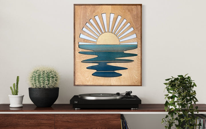 Sunshine Over Water Laser Cut Woo Wall Art Piece - Vintage Adventures, LLC