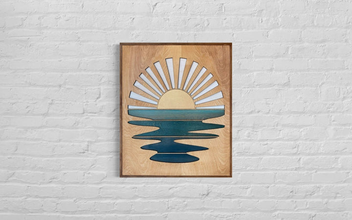 Sunshine Over Water Laser Cut Woo Wall Art Piece - Vintage Adventures, LLC